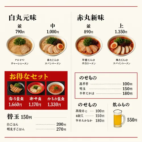 一風堂のメニュー 料金徹底解説｜定番ラーメンとお得なセット